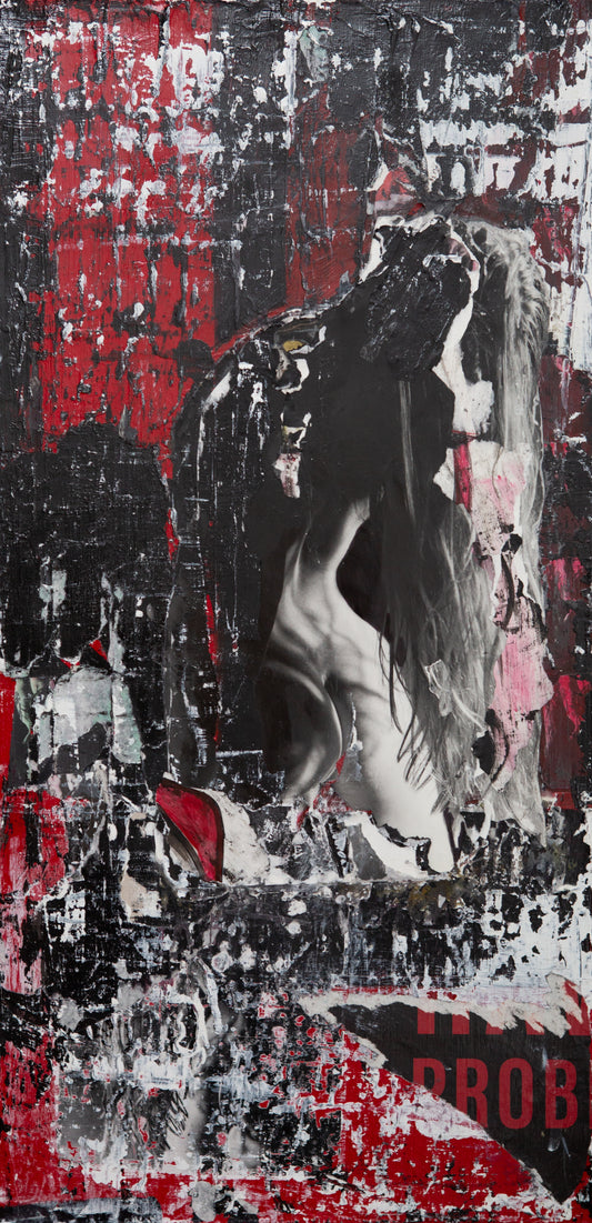 Peeling layers of woman- 36" x 18" on Canvas